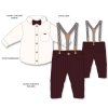 G11528TOD: Boys Shirt With Corduroy Bow Tie & Pant With Braces Outfit (2-4 Years)